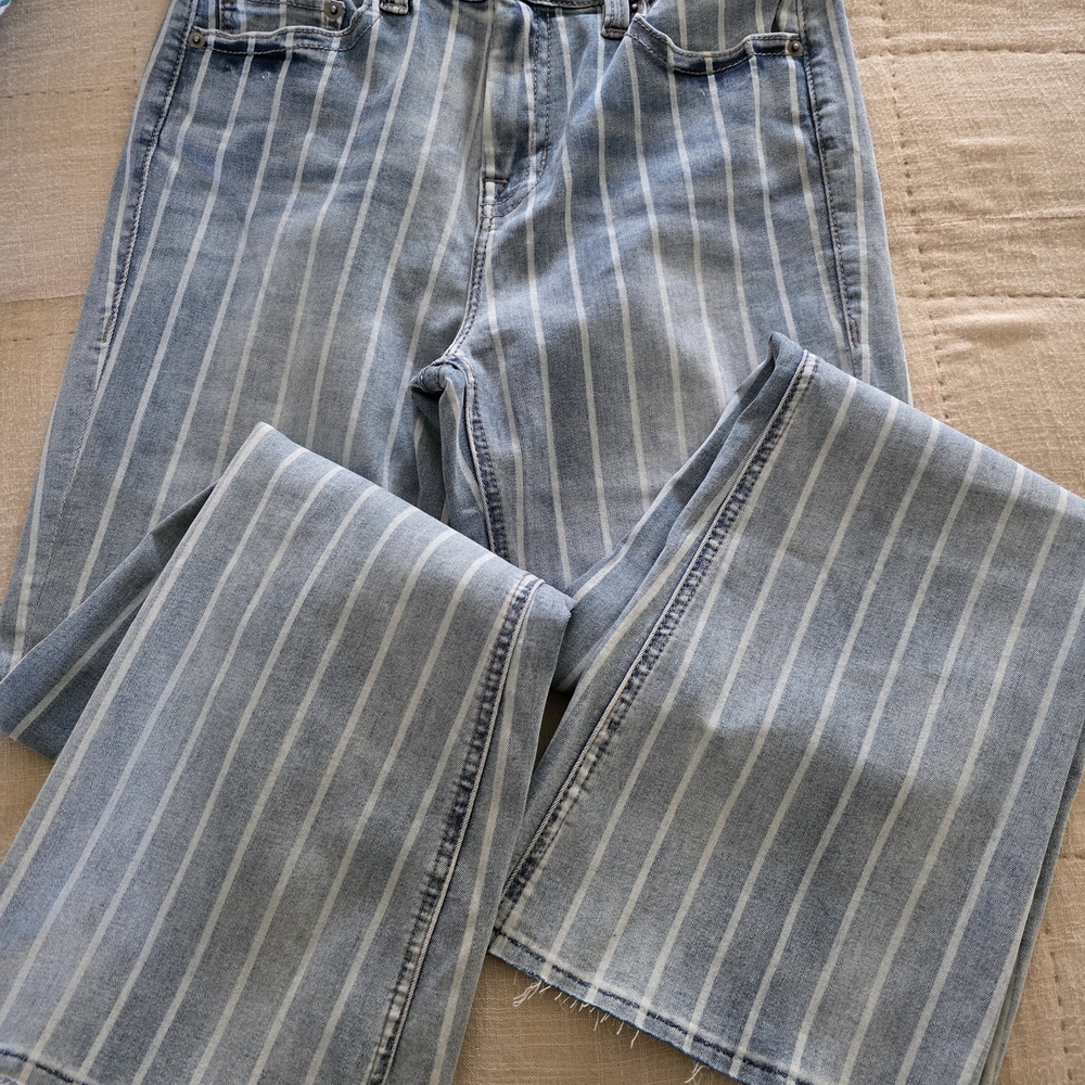 Striped Blue Boot Cut Jeans